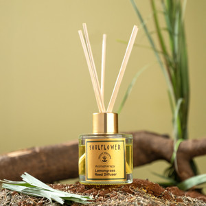 Lemongrass Diffuser Set Lemongrass Reed Diffuser for Home, Office, Living Room with Aroma Oil