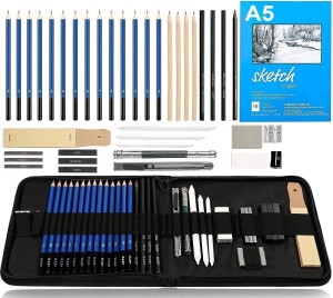Corslet 47 Pieces Pencil Kit Professional Graphite Charcoal Sketch Kit  Drawing Pencils And Sketching Kit For Artist Painting Shading Sketch Book  With
