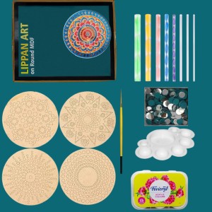 decordial 12 inches Round MDF Lippan Art Materials kit with lippan art  tools - Mandala and Lippan Art 