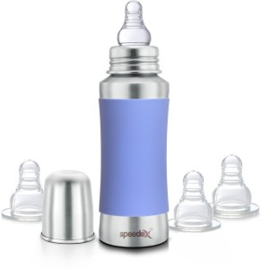 Stainless Steel Baby Feeding Bottle with Internal ML Marking, Silicon Grip  240ml