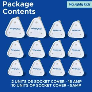 naughty kidz Pack of 12 Baby Safety Electric Socket Plug Cover Guard For 3Pin//5A & 5Pin//15A