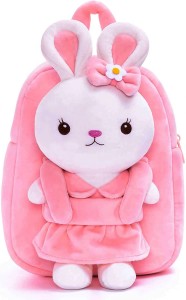 Frantic Kids Soft Animal Cartoon Velvet Plush School Bag (FullBodyPink Rabbit) Backpack