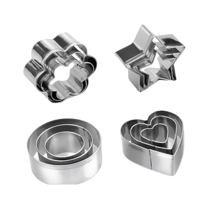 CREW4 3 Pcs Star Shape,3 Pcs Flower Shape, 3 Pcs Circle Shape, 3 Pcs Heart Shape Cookie Cutter