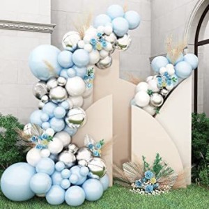 Fun and Flex Blue and White Pastel Birthday Decorations Combo Kit