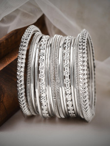 RUBANS Brass Silver Bangle Set Price in India Flipkart