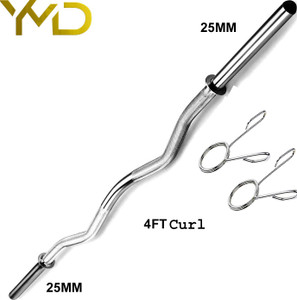 YMD 4FT Curl Solid Chrome 25mm Gym Rod for Biceps Triceps