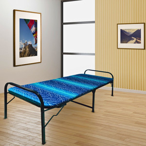 Furniyam Folding Bed 3 x 6 ft Blue 1 Adult or 3 kids Metal Single
