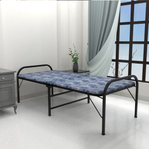HoneyTouch Folding Bed for Sleeping with Foam Mattress Single Bed Powder Coated Metal Single Bed
