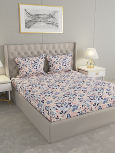 Polyester Double Flat 100 TC Floral 1 Bedsheet with 2 Pillow Covers