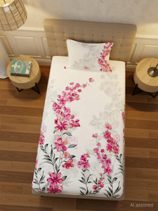 Cotton Single Flat 200 TC Floral 1 Bedsheet