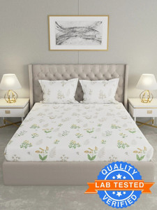 Cotton King Flat 200 TC Floral 1 Bedsheet with 2 Pillow Covers