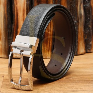 LOUIS STITCH Men Casual Black Genuine Leather Reversible Belt