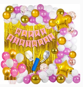 TTimmo4 White and Golden Birthday Decorations Theme for Girls Boys