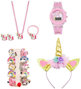 HOMEMATES Perfect Unicorn Gift Set for Girls Watch Hair Clips