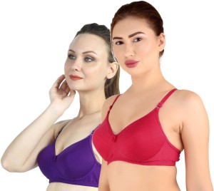 Buy Baremoda Women's Cotton Full Cup Bra Panty Set Combo Pack of 3 (Red  Black Maroon, 32) at
