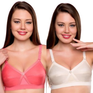 Trylo KPL COMBO 36 Coral & Skin D - CUP Women Full Coverage Non Padded Bra  - Buy Trylo KPL COMBO 36 Coral & Skin D - CUP Women Full Coverage Non