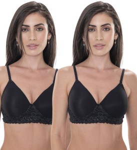 Buy Aavow Women Red Cotton Blend Push-Up Lightly Padded Bra Online