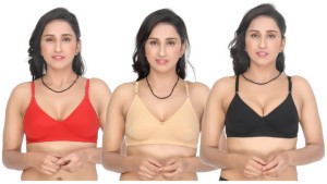 Buy Alishan Black Cotton Blend Full Coverage Lightly Padded Bra