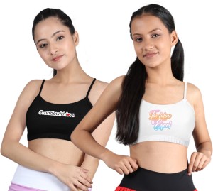 Dchica Adjustable Thin Strap Bra for Girls Non-Wired Gym Workout