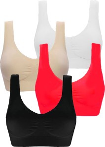BRAAFEE PACK OF 4 Women's Girls fully stretchable cotton full coverage non  padded bra Women Sports Non Padded Bra - Buy BRAAFEE PACK OF 4 Women's  Girls fully stretchable cotton full coverage