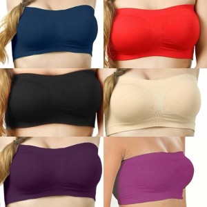 ZAUKY Women Tube Bra, Everyday use Comfortable Bra, Gym Bra, Stretchable  Strapless, on Padded & Non-Wired, Dance wear and Any Sport Activity (Pack  of