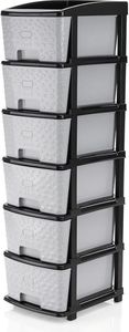 TEX-RO Chest of Drawers : Grey & Black 6 Layer Plastic Free Standing Chest of Drawers
