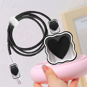 MOBIDEER iPhone Charger Cover For 18W/20W Cute Black Love Heart, Sprial Cable  Protector Cable Protector Price in India - Buy MOBIDEER iPhone Charger Cover  For 18W/20W Cute Black Love Heart