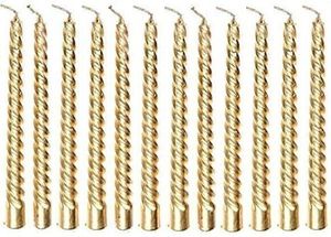 CHIKLIT ENTERPRISE Pack of 12 Pcs Golden Spiral 10 Inch Long Candles, Golden Taper Candles Inch Candle Candle