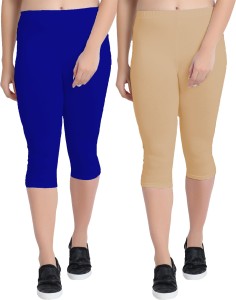 SELENAS Women Blue, Beige Capri - Buy SELENAS Women Blue, Beige Capri  Online at Best Prices in India