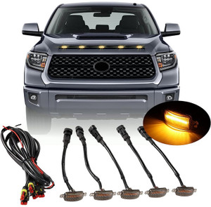 RKD INNOVATIVE 4Pcs Grille Running Light Smoked Amber LED Lens