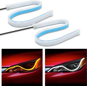 FABTEC white 60cm length LED Light Soft headlight design Article Lamp Daytime Car Fancy Lights with yellow indicator for cars Car Fancy Lights