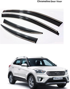 AutoZeal Car Crome Door Visor Set of 4 Creta For All Models Glossy