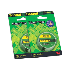 Super series 3M Magic Tape - The Original Matte-Finish Invisible Tape, Pack of 2 (2 Rolls, Width 1.9cm Length 25.4m) Tape Refill (Manual)