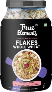 True Elements Wheat Flakes with Honey & Almonds - No Added Sugar & Naturally Cholesterol-Free Plastic Bottle