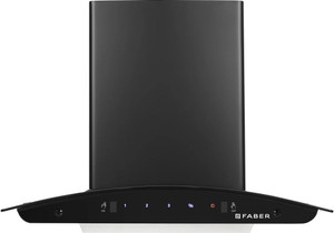 FABER Hood Sydney FL SC AC BK 60 Auto Clean Curved Glass 60 cm Touch Gesture Control Autoclean Filterless Powerful suction Low Noise Wall Mounted Black 1200 CMH Chimney Price in India
