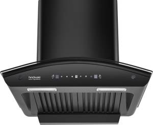 Hindware Smart Appliances Nevio Plus 60 IN Auto Clean | Curved Glass | Baffle Filter | Touch Control | Motion Sensor | 10 Years Motor Warranty | Energy Efficient LED Light | Powerful Suction | Wall Mounted Black 1300 CMH Chimney