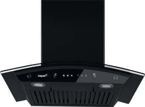 LIVPURE Elega-60 Auto Clean Curved Glass 60 cm| 6 Years Motor Warranty|Heat Autoclean| Gesture Control| Baffle Filter|Powerful Suction | Low Noise Wall Mounted Black 1300 CMH Chimney