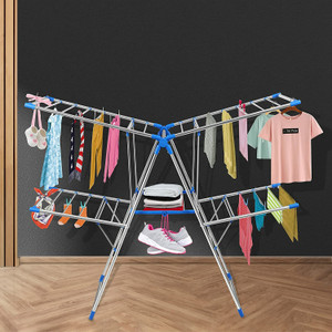 Plantex Steel Floor Cloth Dryer Stand Stainless Steel Dual Tier Foldable Cloth Drying Stand for Home Cloth Stand Price in India Buy Plantex Steel Floor Cloth Dryer Stand Stainless Steel Dual