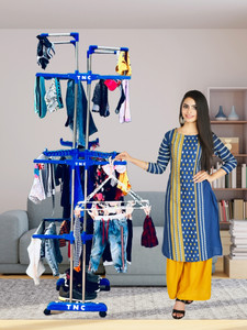 TNC Steel Plastic Aluminium Floor Cloth Dryer Stand Movable Foldable Stainless Steel Jumbo Double Pole 3 Tier Stand JB2SS3T V 84 Price in India Buy TNC Steel Plastic Aluminium Floor Cloth