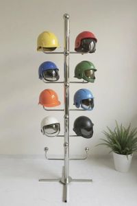 GLOBAL DESIGNERS Stainless steel helmet stand, 6 feet 20 hook Multipurpose coat bag helmet hanger Metal Helmet Stand