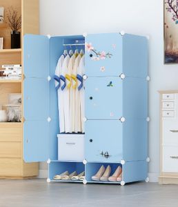 SNKR ESSENTIALS 6-Door 6-Shelf 2-Cube Plastic kids Collapsible Cupboard PC Collapsible Wardrobe