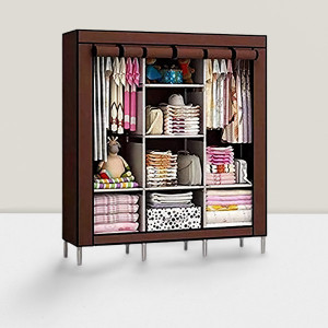 FAAMILY 3 Door Folding Clothe Almirah PP Collapsible Wardrobe