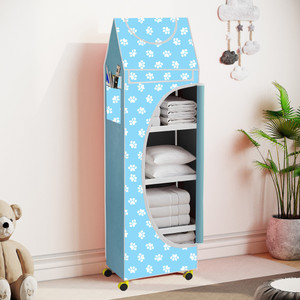 saintwod Baby Wardrobe 5 Shelve With Wheels Carbon Steel