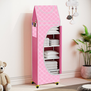 TRESCHIK 6 Cabinet Baby Almirah Kids Wardrobe Folding Almirah With Wheels Carbon Steel Collapsible Wardrobe Price in India Flipkart