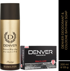 DENVER Prestige Deo 200 Ml Black Code Soap 125g Price in India