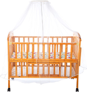 Mee mee baby wooden cot with swing & mosquito net clearance