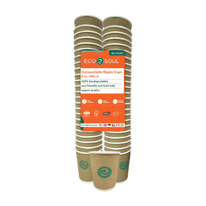 Pack of 25 Paper ECOSOUL (8 oz/250 ml) 25 Count Biodegradable Ripple Cups