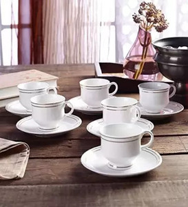 TREANDCARD Pack of 12 Ceramic Bone China Ceramic Gold line Tea cofee cup plate set pack of 6 cup 6 plate Price in India Buy TREANDCARD Pack of 12