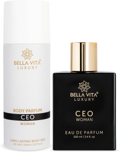 Bella vita organic CEO Women Deodorant & Perfume Combo || Vanilla & Woody || Long Lasting Fragrance Deodorant Spray  -  For Men & Women