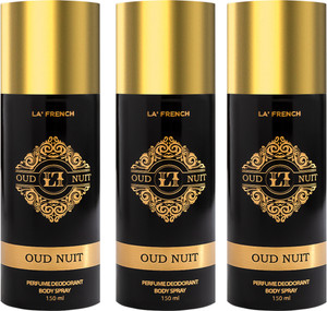 La French Oud Nuit long lasting body spray Deodorant Pack 3 Body